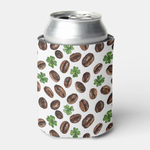 Irish Coffee Beans and Shamrocks Funny Design Can Cooler