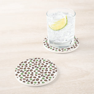 Irish Coffee Beans and Shamrocks Funny Design Coaster