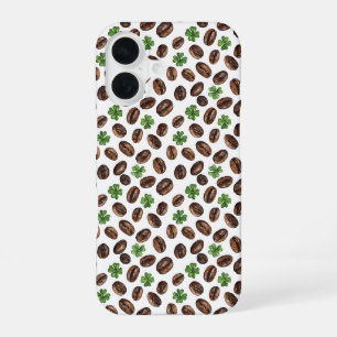 Irish Coffee Beans and Shamrocks Funny Design iPhone 16 Case