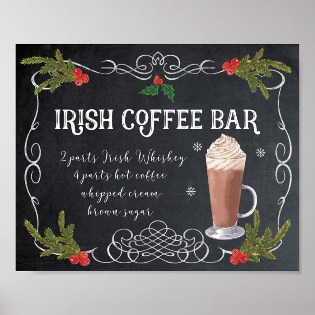 Irish Coffee christmas holiday winter wedding sign (Front)