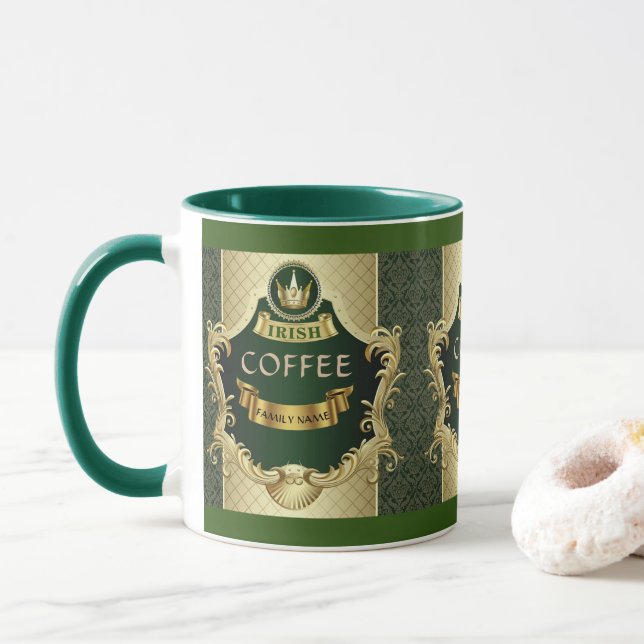 Irish Coffee Cuppa St, Paddy's Personalised Mug (With Donut)