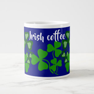 Irish coffee, Ireland shamrock, blue, clover 9a Large Coffee Mug