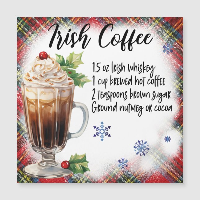 Irish Coffee Magnetic Recipe Card (Front)