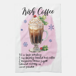 Irish Coffee Recipe Christmas recipy design Tea Towel