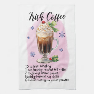 Irish Coffee Recipe Holiday Tea Towel