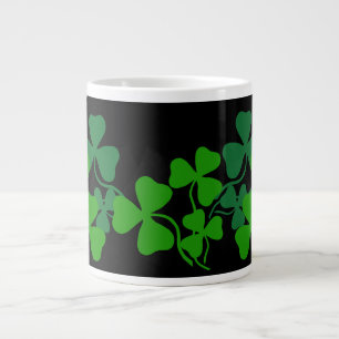 Irish coffee shamrock, black, clover (add a name) large coffee mug
