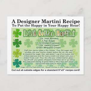 Irish Coffee St. Patrick's Day Martini Recipe Card