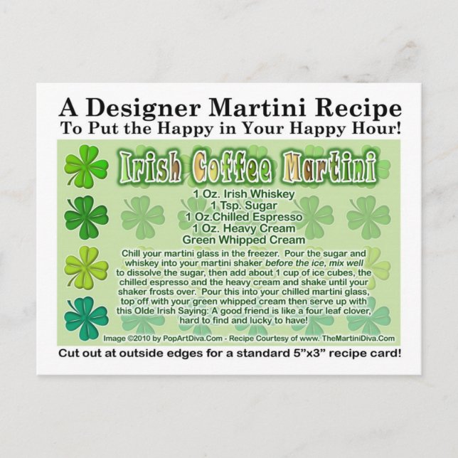 Irish Coffee St. Patrick's Day Martini Recipe Card (Front)