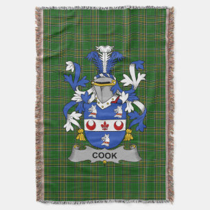 Irish Cook Coat of Arms Family Crest Ireland Throw Blanket
