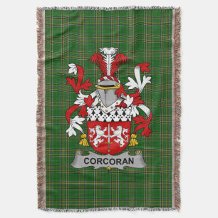 Irish Corcoran or McCorcoran Coat of Arms Family Throw Blanket