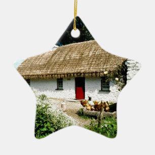 Irish cottage ceramic tree decoration