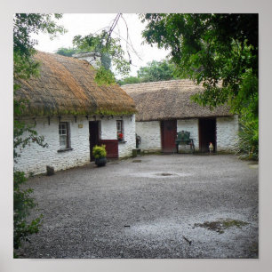 Irish cottage scene poster