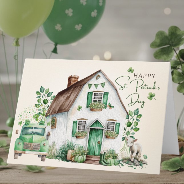 Irish Cottage Vintage Truck | St. Patricks Day Card (Creator Uploaded)