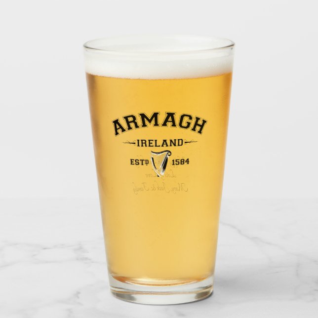 Irish County Armagh Ireland Personalised Text  Glass (Front Filled)