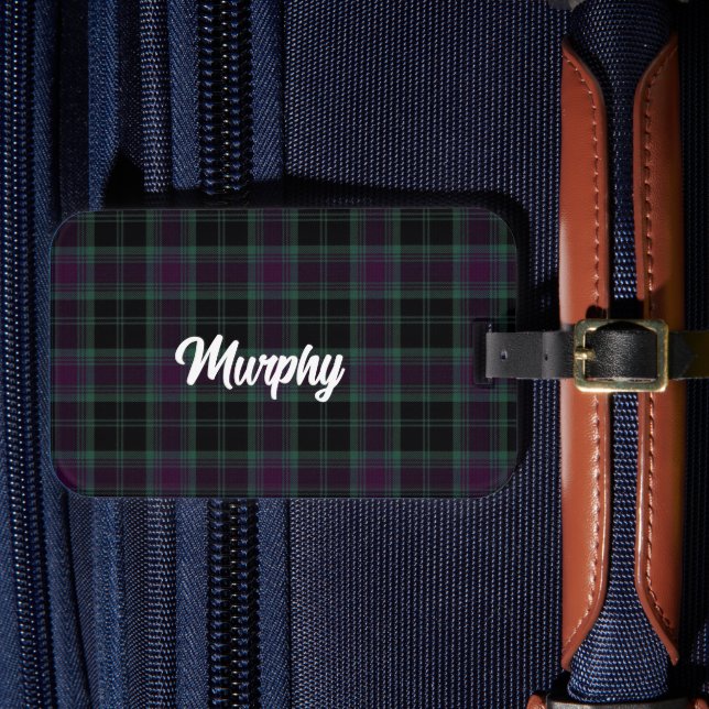 Irish County Carlow Tartan Personalised Luggage Tag (Front Insitu 4)