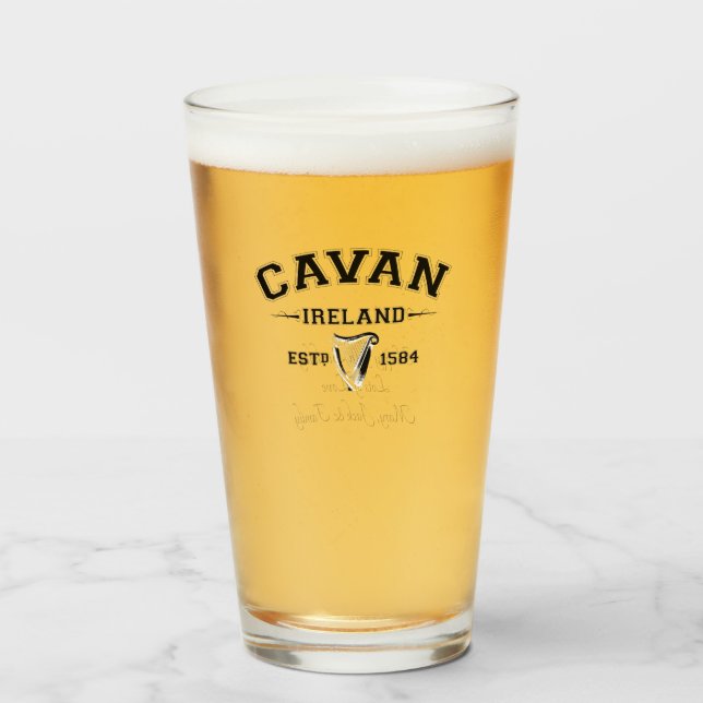 Irish County Cavan Ireland Personalised Text Glass (Front Filled)