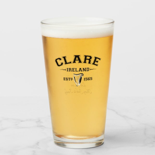 Irish County Clare Ireland Personalised Text Glass (Front Filled)