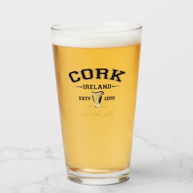 Irish County Cork Ireland Personalised Text Glass (Front Filled)