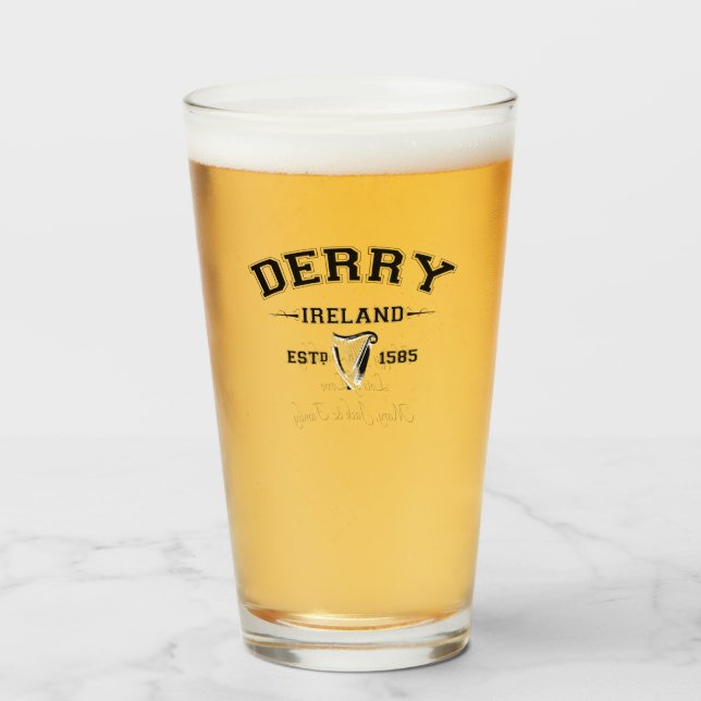 Irish County Derry Ireland Personalised Text Glass (Front Filled)