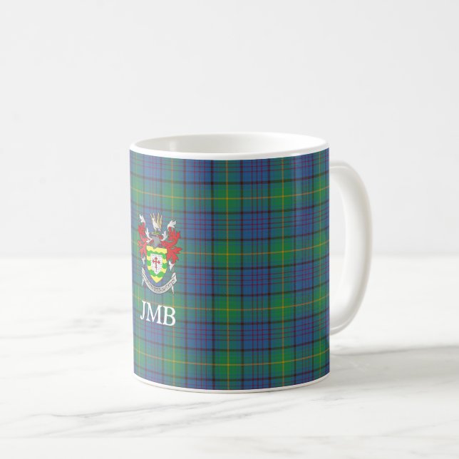 Irish County Donegal Tartan Monogram  Coffee Mug (Front Right)
