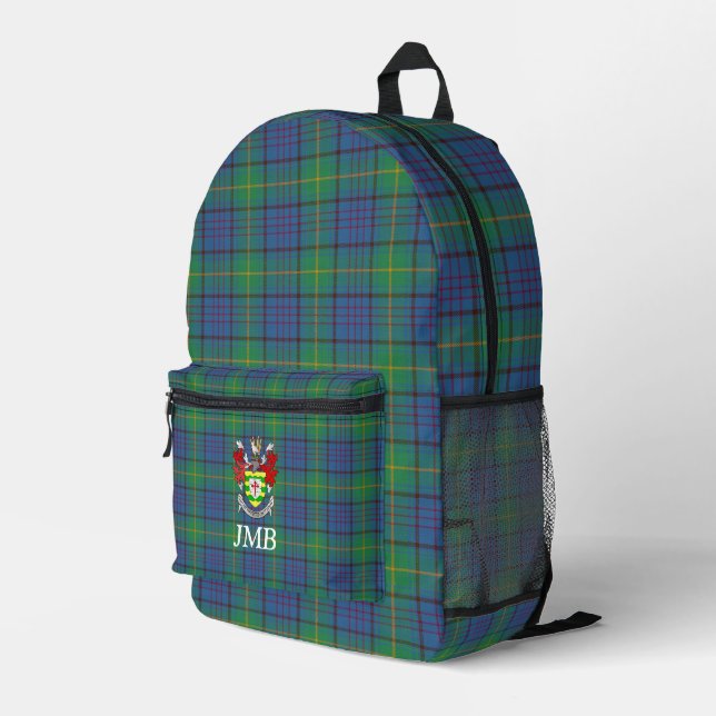 Irish County Donegal Tartan Personalised   Printed Backpack (Back Corner Right)