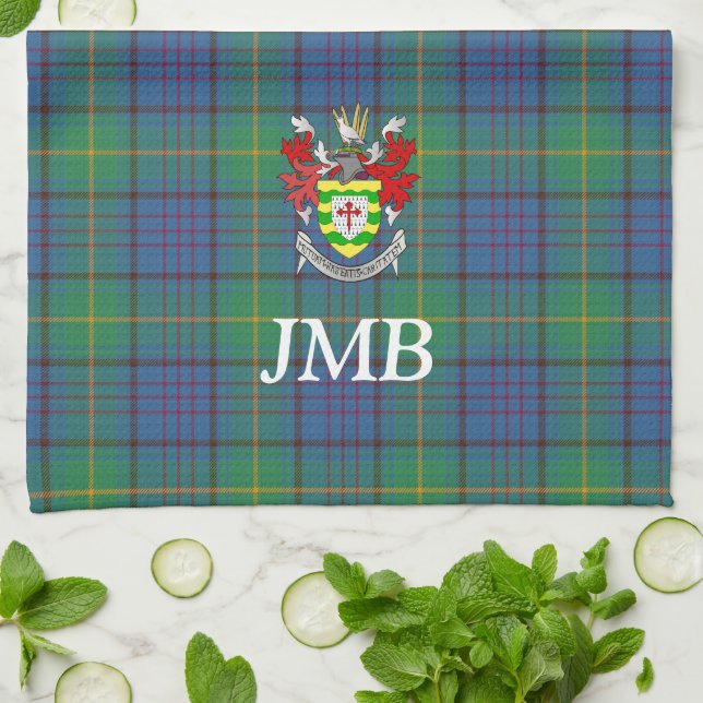 Irish County Donegal Tartan Personalised  Tea Towel (Folded)
