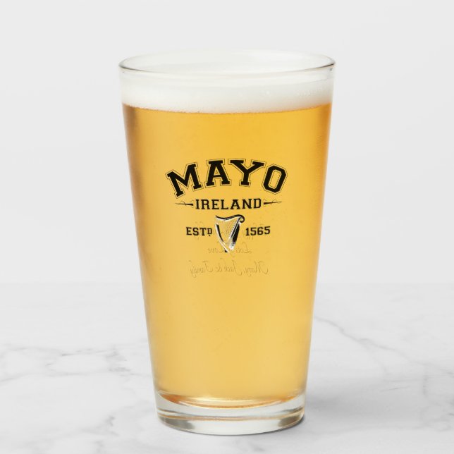 Irish County Mayo Ireland Personalised Text Glass (Front Filled)