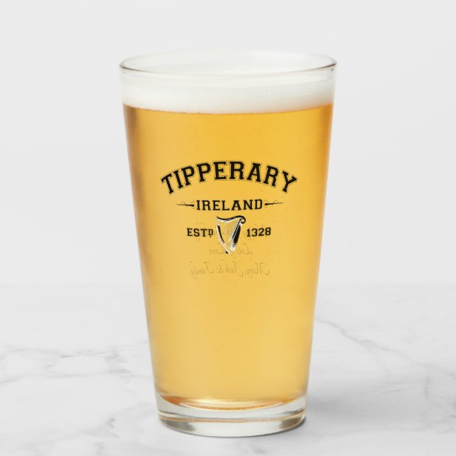 Irish County Tipperary Ireland Personalised Text Glass (Front Filled)