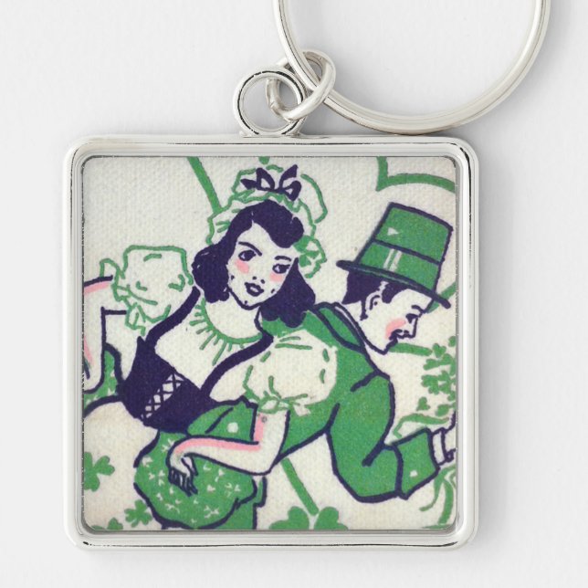 Irish couple old-fashioned key ring (Front)