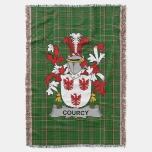 Irish Courcy (de) Lord Kingsale Coat of Arms Fami Throw Blanket