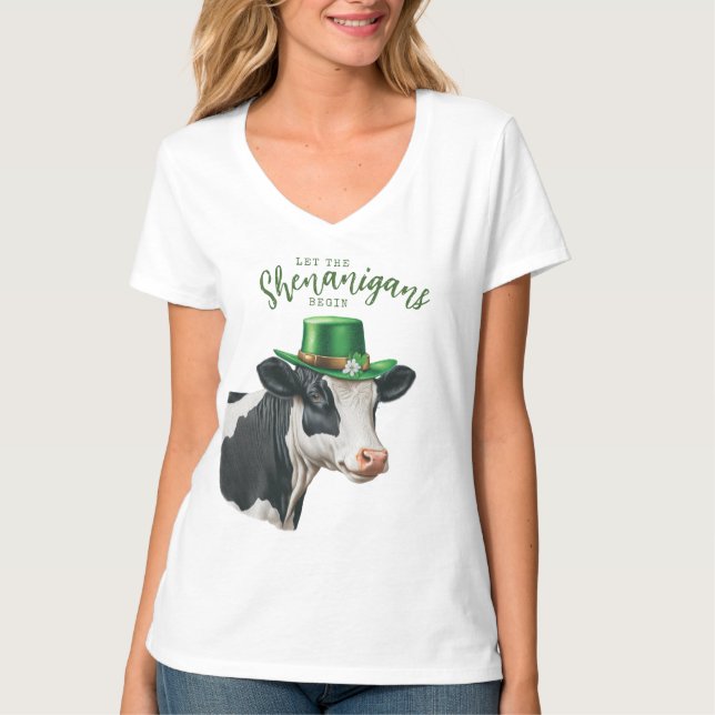 Irish Cow | Let the Shenanigans Begin T-Shirt (Front)