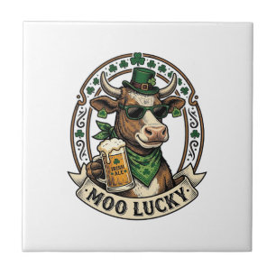 Irish Cow Shirt Vintage St Patrick Beer Design Tile