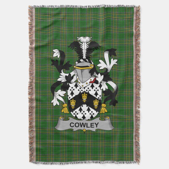  Irish Cowley or Cooley Coat of Arms Family Crest  Throw Blanket (Front Vertical)