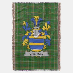 Irish Crehall or O_Crehall Coat of Arms Family Cr Throw Blanket