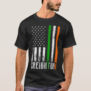 Irish CREIGHTON Family American Flag Ireland Flag T-Shirt