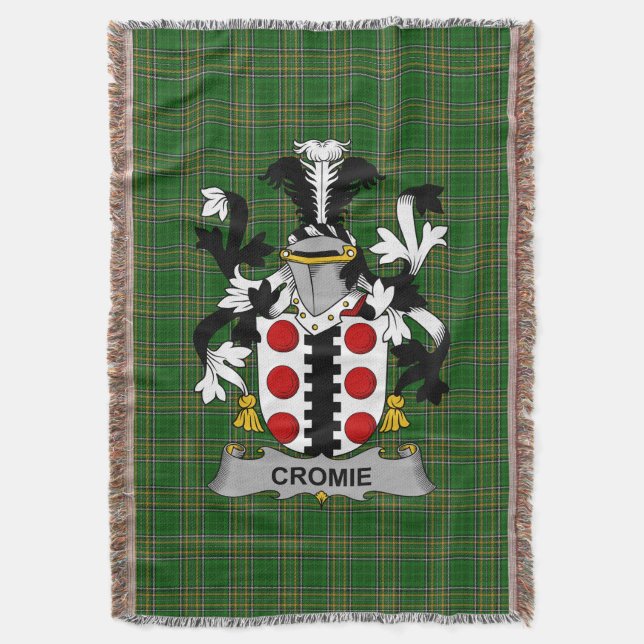  Irish Cromie Coat of Arms Family Crest Ireland Throw Blanket (Front Vertical)