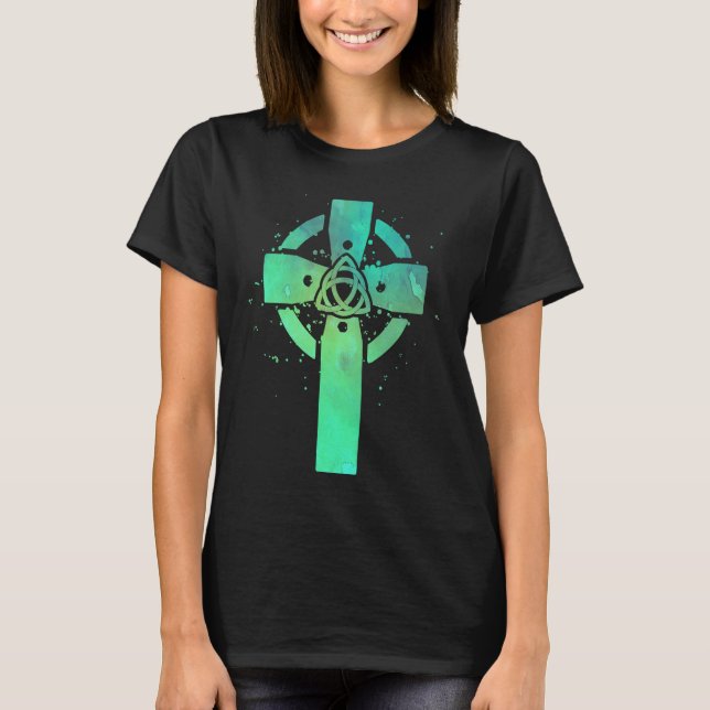 Irish Cross Celtic Trinity Knot Triquetra Christia T-Shirt (Front)