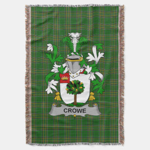  Irish Crowe or McEnchroe Coat of Arms Family Cres Throw Blanket