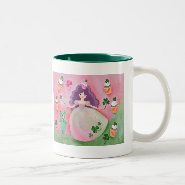 Irish Cupcake Princess Painting Two-Tone Coffee Mug (Right)