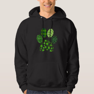 Irish Cute Dog Paw Clovers St Patrick's Day Lucky  Hoodie