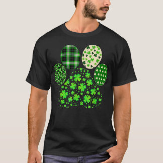 Irish Cute Dog Paw Clovers St Patrick's Day Lucky  T-Shirt