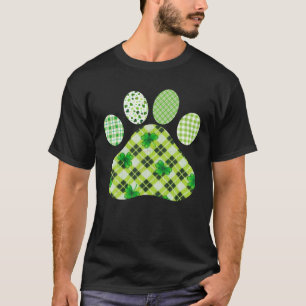 Irish Cute Dog Paw Print Clovers, St Patrick's Day T-Shirt