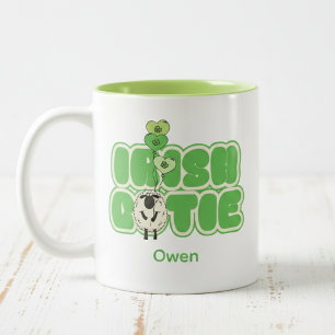 Irish Cutie Shamrock Sheep Two-Tone Coffee Mug