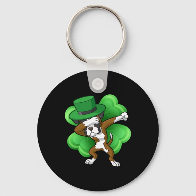 Irish Dabbing Leprechaun Boxer St Patricks Funny D Key Ring (Front)