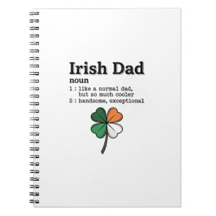 Irish Dad Funny Definition Clover Vintage Shirt Notebook