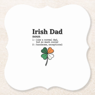 Irish Dad Funny Definition Clover Vintage Shirt Paper Coaster