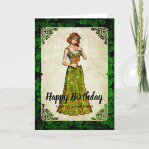 Irish Daisy Girl Birthday Card