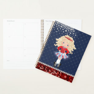 Irish Dance Blonde Girl Soft Shoe Blue, Red Planner