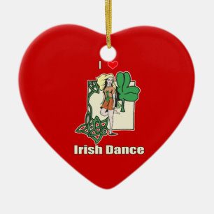 Irish dance heart ceramic tree decoration
