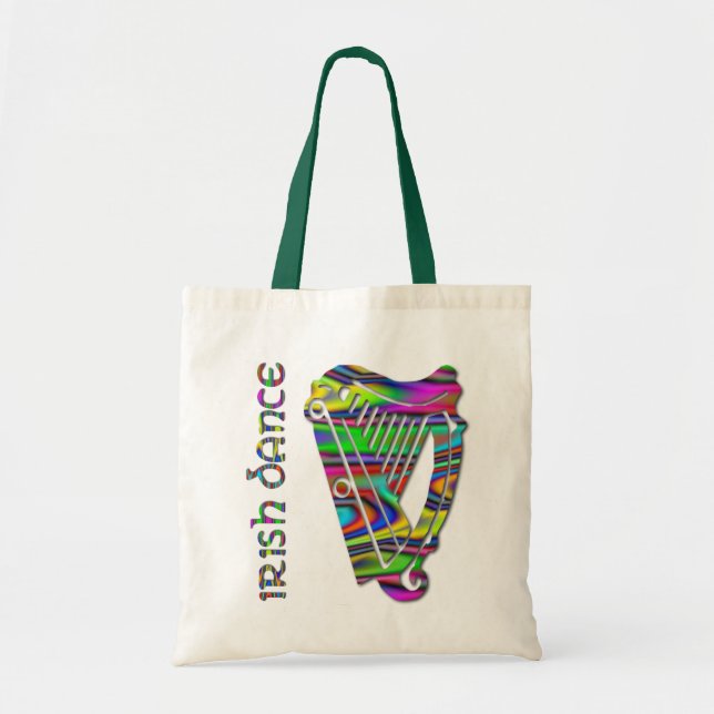 Irish Dance Rainbow Colour Harp of Ireland Tote (Front)